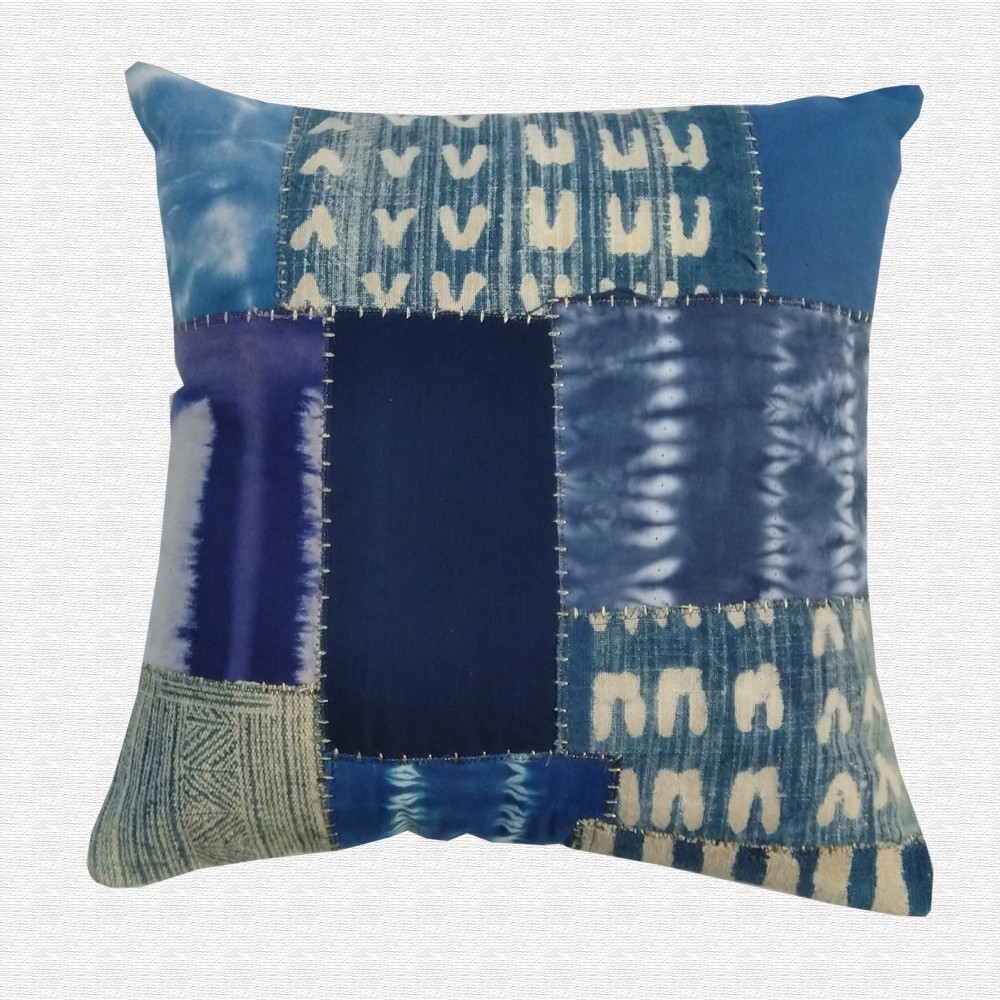 Blue Patchwork Decorative Throw Pillow Cushion Cover 16x16 Set of 2 Pcs Blue Patchwork Decorative Throw Pillow Cushion Cover 16x16 Set of 2 Pcs