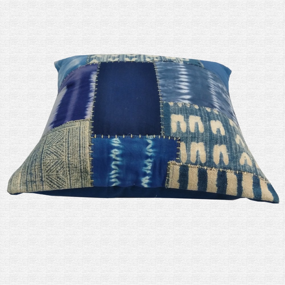 Blue Patchwork Decorative Throw Pillow Cushion Cover 16x16 Set of 2 Pcs Blue Patchwork Decorative Throw Pillow Cushion Cover 16x16 Set of 2 Pcs