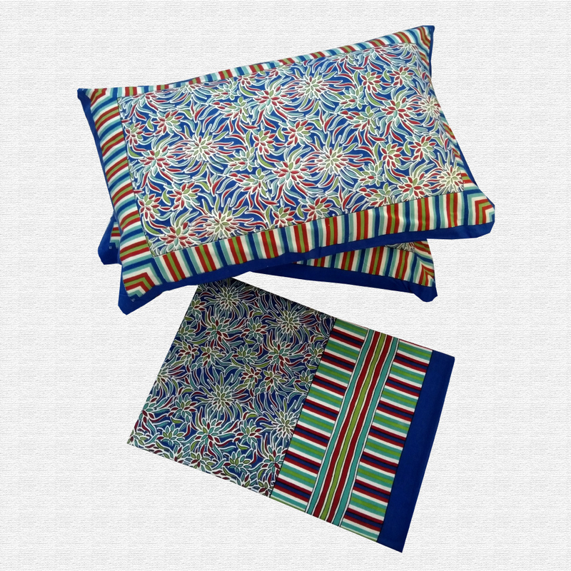 Jaipuri Floral Print Cotton Double Bed sheet With Pillow
