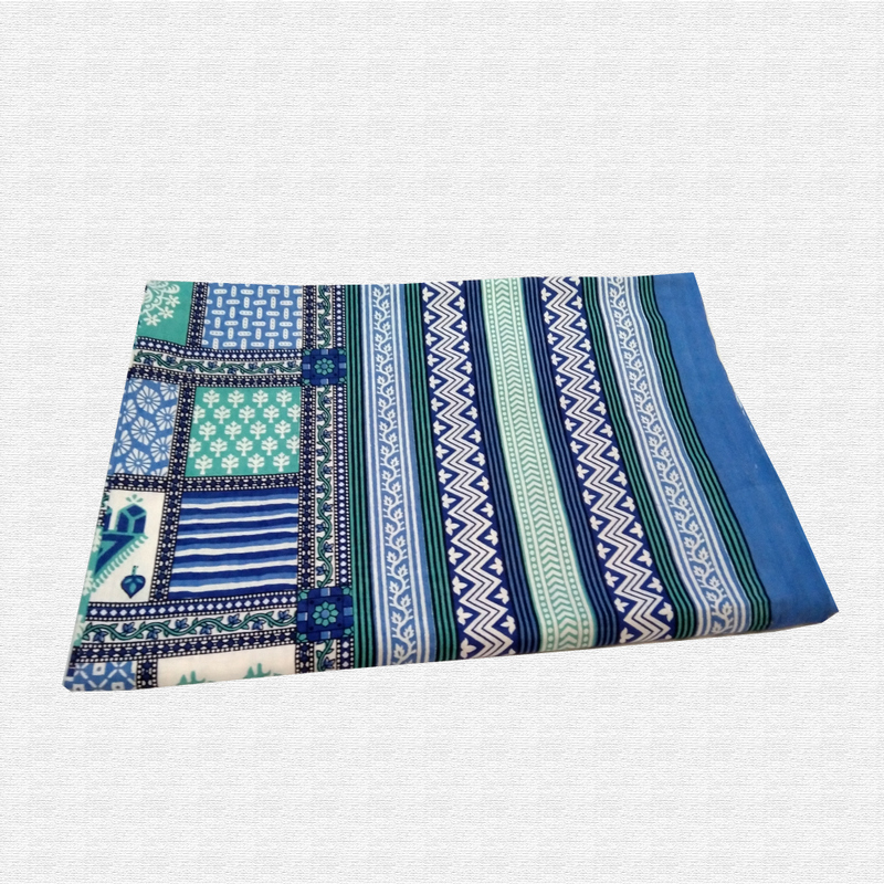 Jaipuri Geometric Print Cotton Double Bed sheet With Pillow