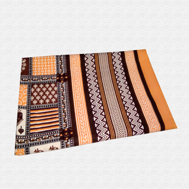 Jaipuri Geometric Print Cotton Double Bed sheet With Pillow