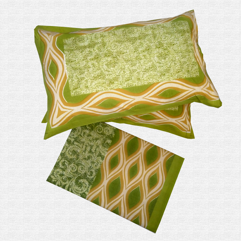 Jaipuri Geometric Print Cotton Double Bed sheet With Pillow