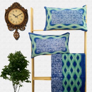 Jaipuri Geometric Print Cotton Double Bed sheet With Pillow