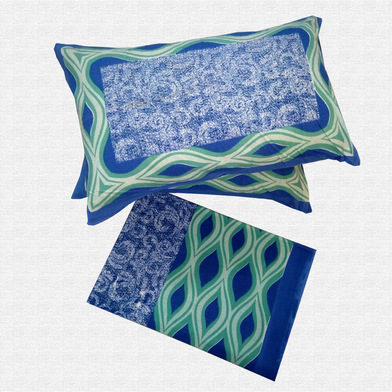 Jaipuri Geometric Print Cotton Double Bed sheet With Pillow