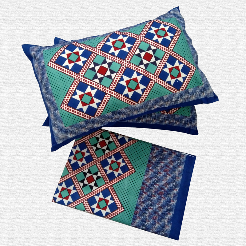 Jaipuri Floral  Print Cotton Double Bed sheet With Pillow