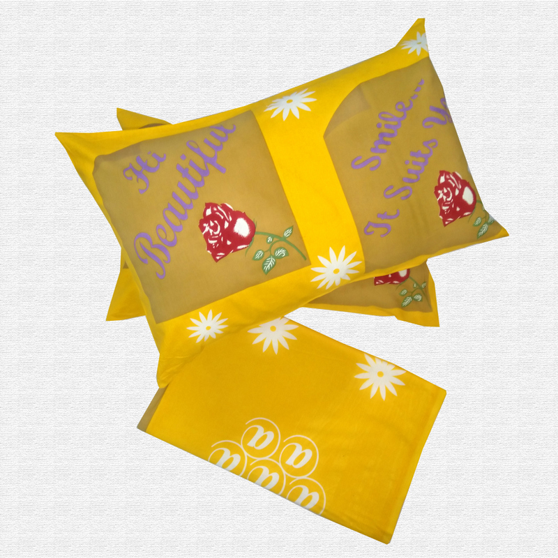 Jaipuri Floral Print Cotton Double Bed sheet With Pillow