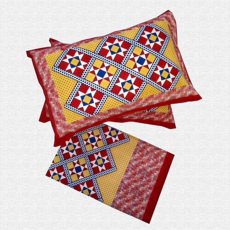 Jaipuri Floral Print Cotton Double Bed sheet With Pillow