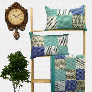 Jaipuri Geometric Print Cotton Double Bed sheet With Pillow