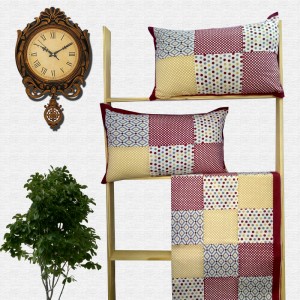 Jaipuri Geometric Print Cotton Double Bed sheet With Pillow