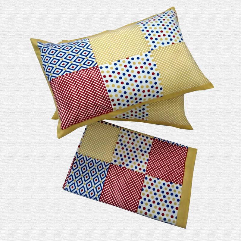 Jaipuri Geometric Print Cotton Double Bed sheet With Pillow