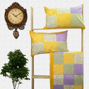 Jaipuri Geometric Print Cotton Double Bed sheet With Pillow
