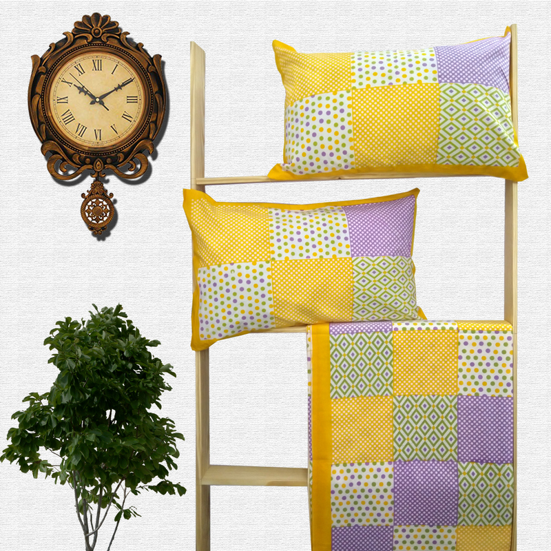 Jaipuri Geometric Print Cotton Double Bed sheet With Pillow