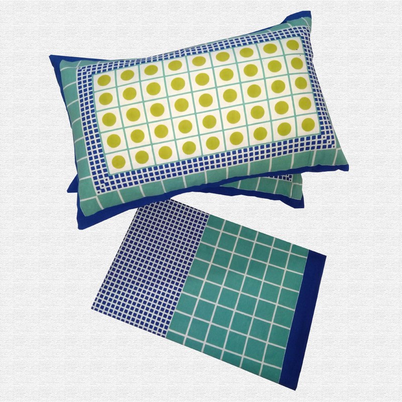 Jaipuri Geometric Print Cotton Double Bed sheet With Pillow
