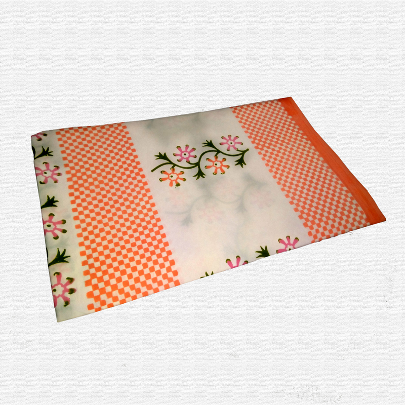 Block Print Floral Double bed Sheet with Pillow