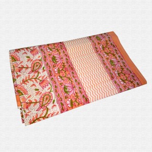 Block Print Floral Double bed Sheet with Pillow