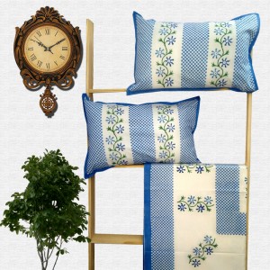Block Print Floral Double bed Sheet with Pillow