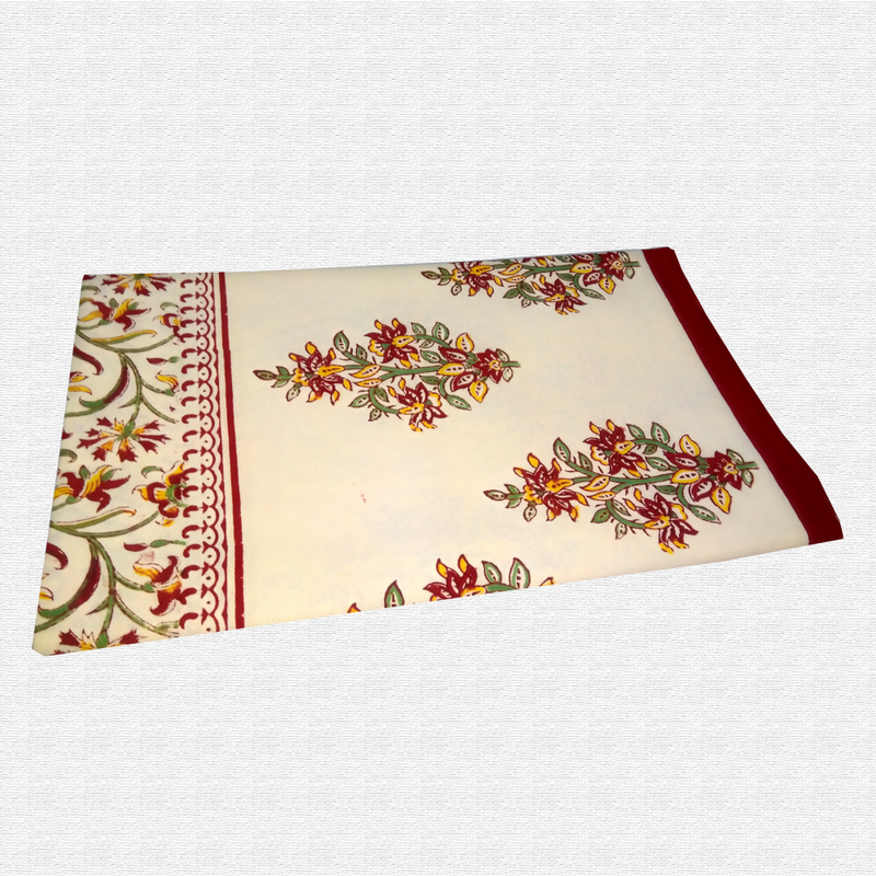 Block Print Floral Double bed Sheet with Pillow