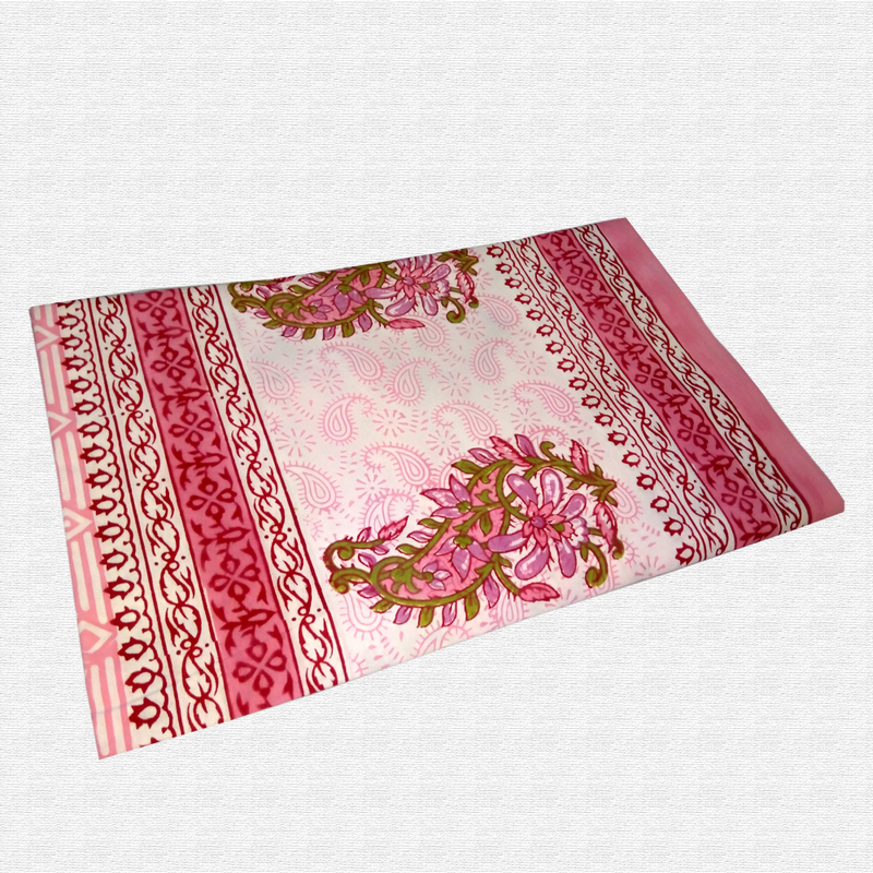 Block Print Floral Double bed Sheet with Pillow