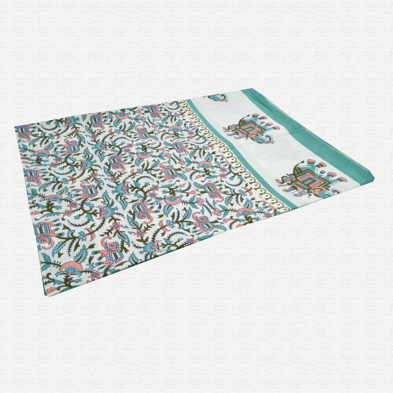 Jaipuri Floral Print Cotton Single Bed sheet With Pillow Jaipuri Floral Print Cotton Single Bed sheet With Pillow