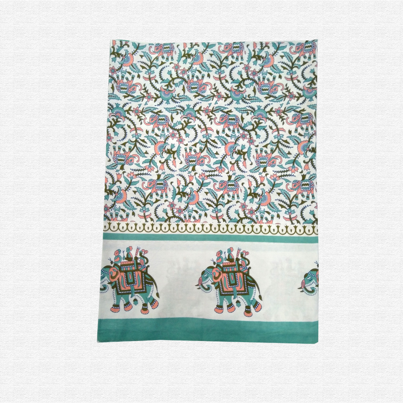 Jaipuri Floral Print Cotton Single Bed sheet With Pillow Jaipuri Floral Print Cotton Single Bed sheet With Pillow