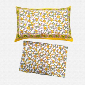 Jaipuri Floral  Print Cotton Single Bed sheet With Pillow