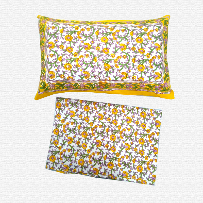 Jaipuri Floral Print Cotton Single Bed sheet With Pillow Jaipuri Floral Print Cotton Single Bed sheet With Pillow