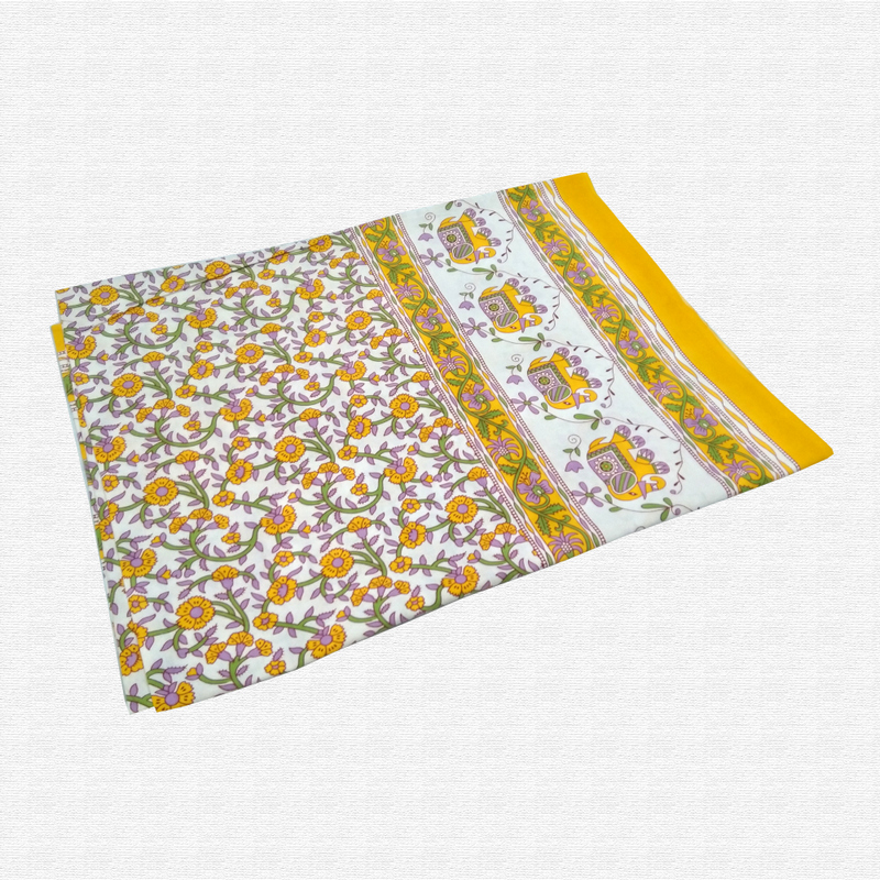 Jaipuri Floral Print Cotton Single Bed sheet With Pillow Jaipuri Floral Print Cotton Single Bed sheet With Pillow