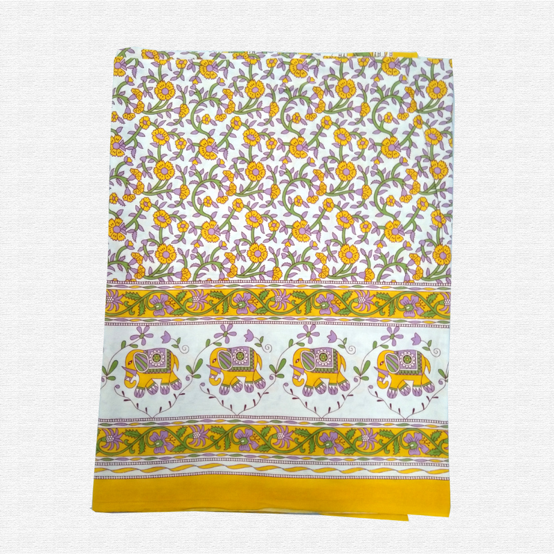 Jaipuri Floral Print Cotton Single Bed sheet With Pillow Jaipuri Floral Print Cotton Single Bed sheet With Pillow