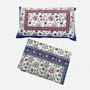Jaipuri Floral  Print Cotton Single Bed sheet With Pillow