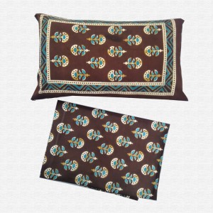 Jaipuri Floral  Print Cotton Single Bed sheet With Pillow