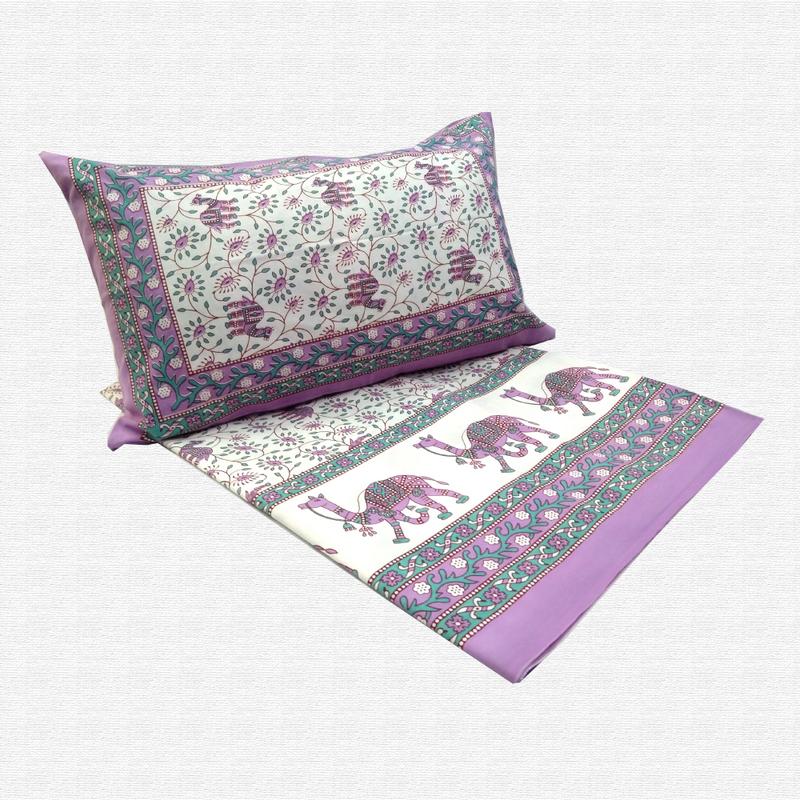 Jaipuri Floral Print Cotton Single Bed sheet With Pillow Jaipuri Floral Print Cotton Single Bed sheet With Pillow