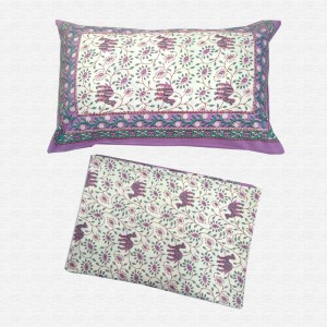 Jaipuri Floral  Print Cotton Single Bed sheet With Pillow