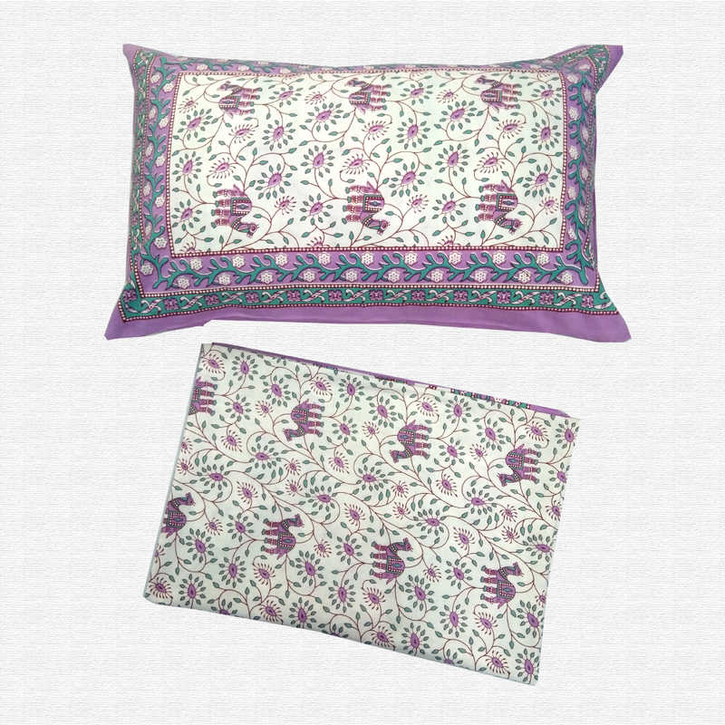 Jaipuri Floral Print Cotton Single Bed sheet With Pillow Jaipuri Floral Print Cotton Single Bed sheet With Pillow