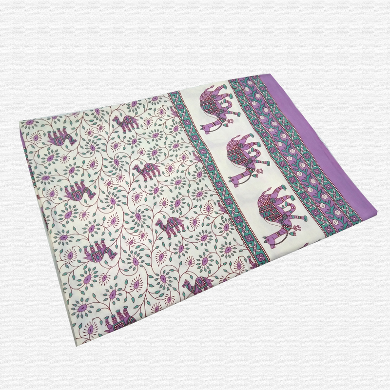 Jaipuri Floral Print Cotton Single Bed sheet With Pillow Jaipuri Floral Print Cotton Single Bed sheet With Pillow