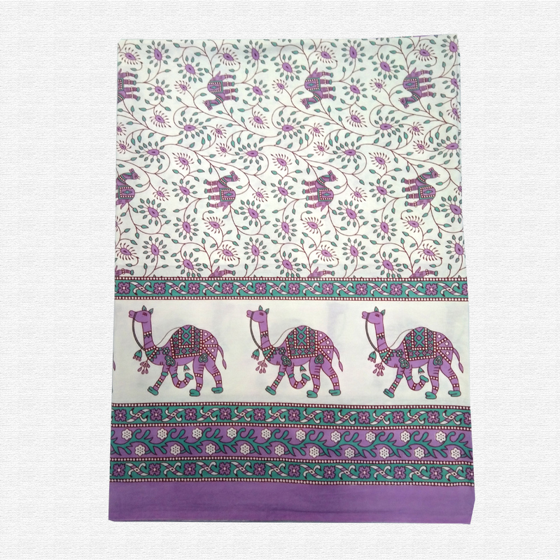 Jaipuri Floral Print Cotton Single Bed sheet With Pillow Jaipuri Floral Print Cotton Single Bed sheet With Pillow