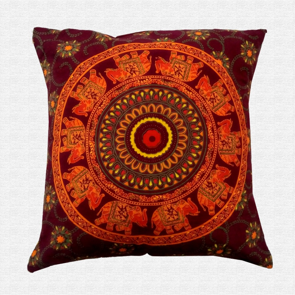 Printed Jaipuri Traditional Motif Throw Pillow Cushion Cover 16x16 Set of 5