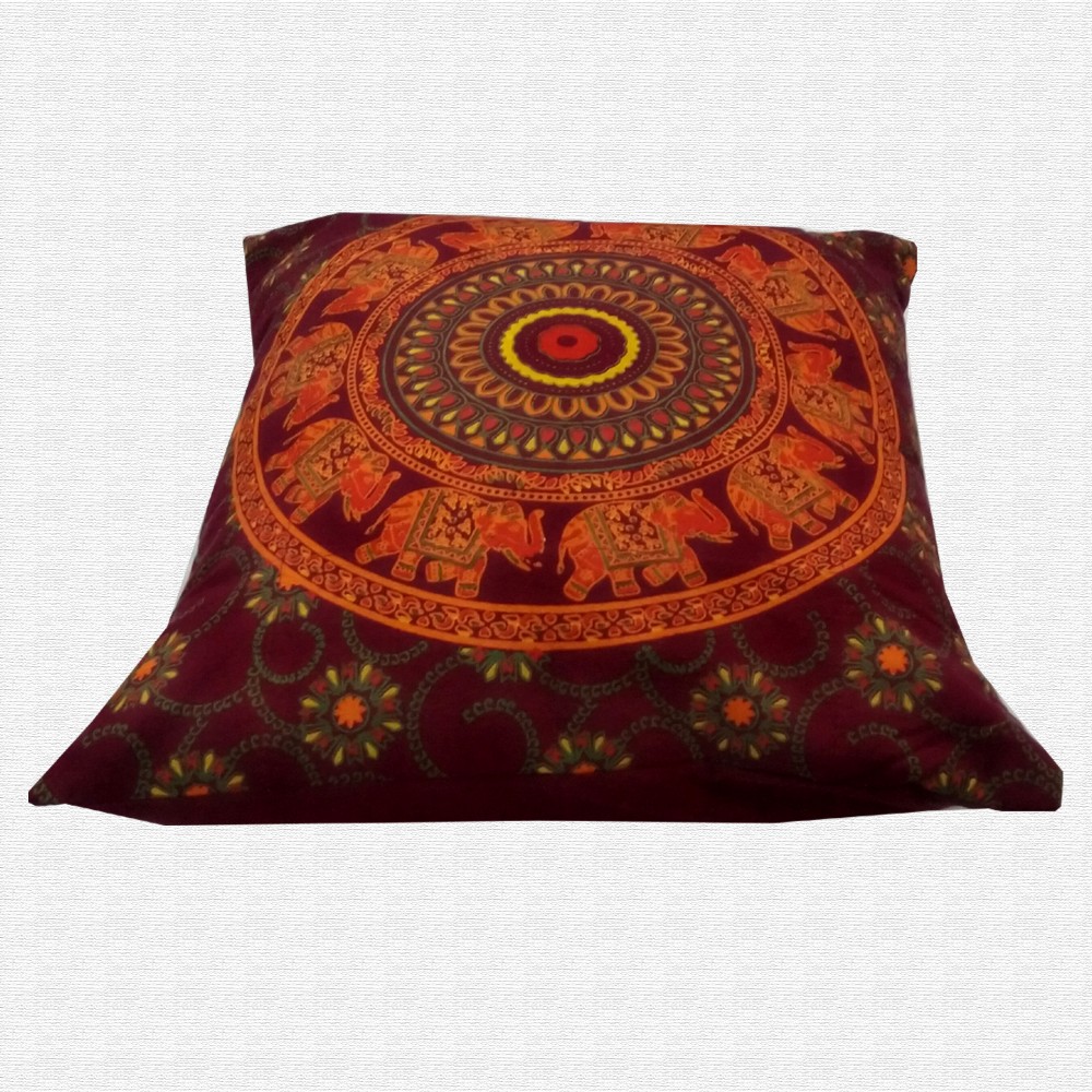 Printed Jaipuri Traditional Motif Throw Pillow Cushion Cover 16x16 Set of 5