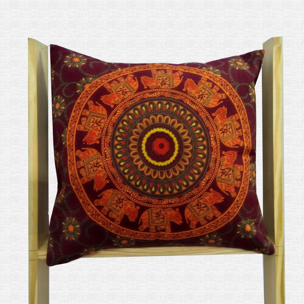 Printed Jaipuri Traditional Motif Throw Pillow Cushion Cover 16x16 Set of 5