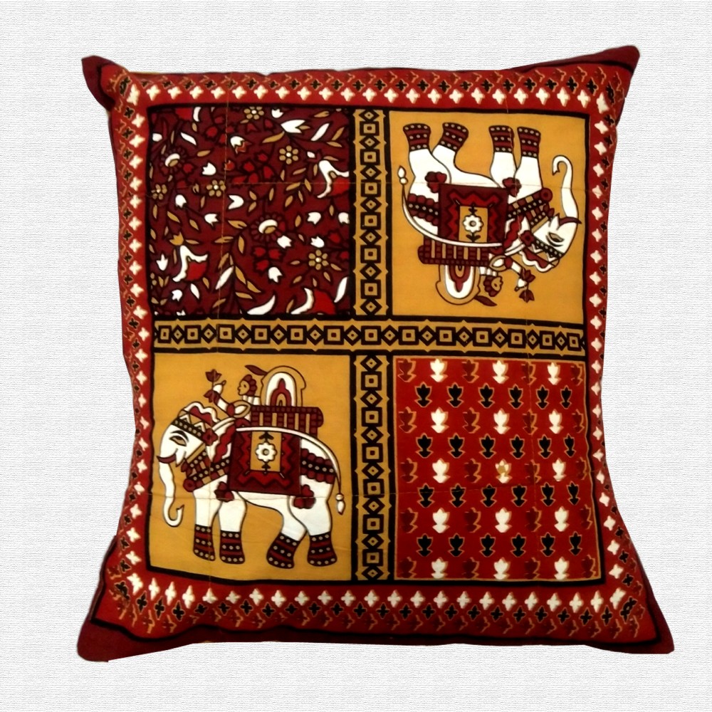 Printed Jaipuri Traditional Motif Throw Pillow Cushion Cover 16x16 Set of 5