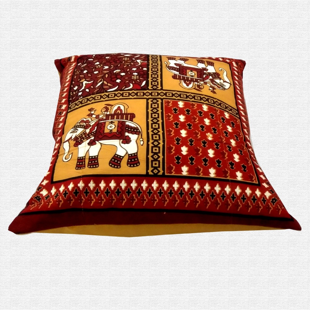 Printed Jaipuri Traditional Motif Throw Pillow Cushion Cover 16x16 Set of 5