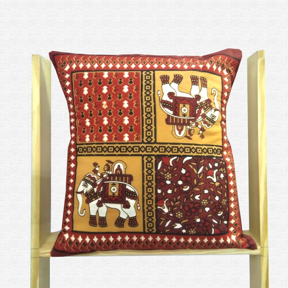 Printed Jaipuri Traditional Motif Throw Pillow Cushion Cover 16x16 Set of 5