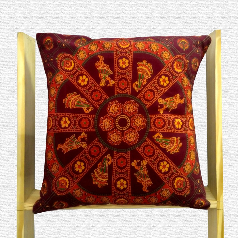 Printed Jaipuri Traditional Motif Throw Pillow Cushion Cover 16x16 Set of 5