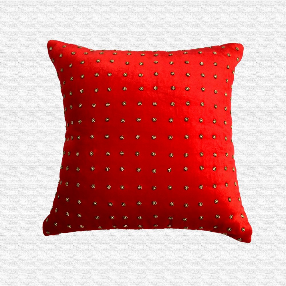 Velvet Zardozi Work Throw Pillow Cushion Cover Set of 5