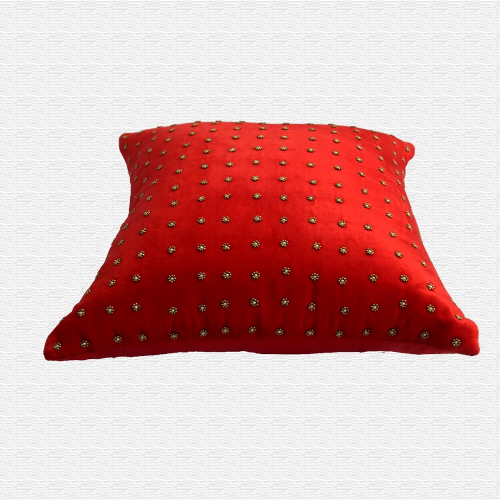 Velvet Zardozi Work Throw Pillow Cushion Cover Set of 5