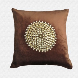 Velvet Zardozi Work Throw Pillow Cushion Cover Set of 5