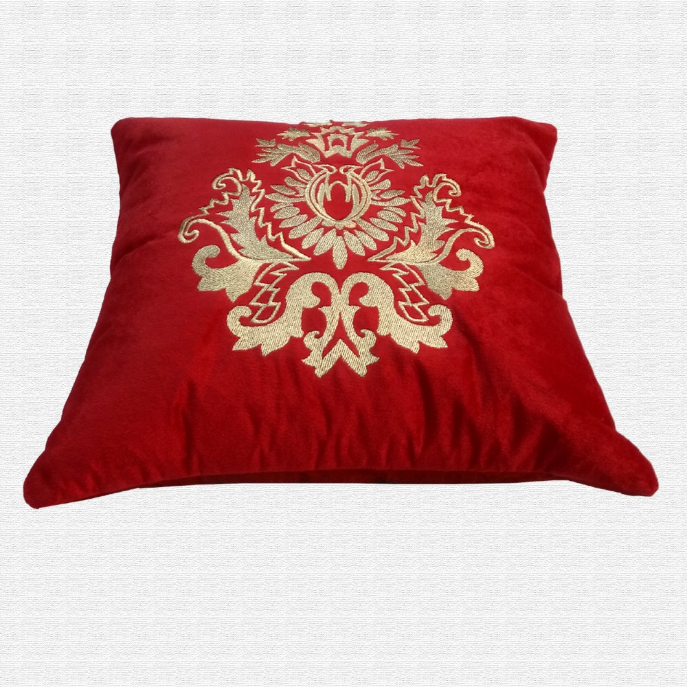 Velvet Floral Pattern Embroidery Work Throw Pillow Cushion Cover Set of 5