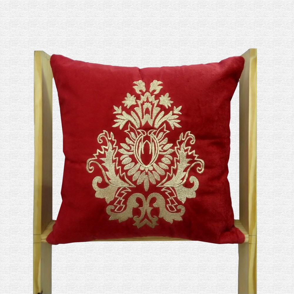 Velvet Floral Pattern Embroidery Work Throw Pillow Cushion Cover Set of 5