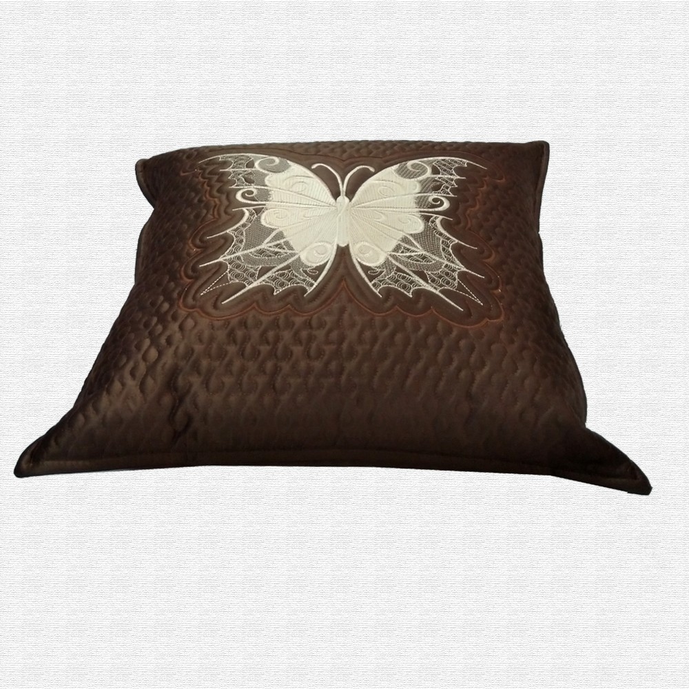 Butterfly Motif Embroidered quilted Throw Pillow Cushion Cover Set 0f 5
