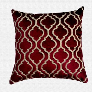 Velvet Geometric Pattern Embroidery Work Throw Pillow Cushion Cover Set of 5