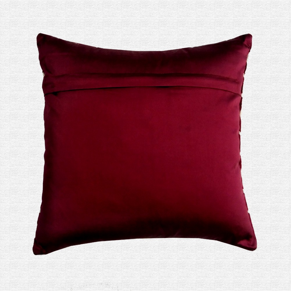 Velvet Geometric Pattern Embroidery Work Throw Pillow Cushion Cover Set of 5